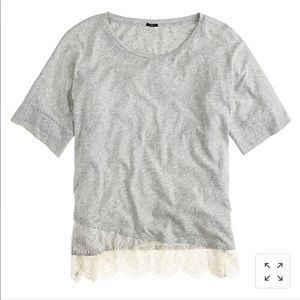 NWT Super Cute J. Crew Gray Top w/Lace Detail